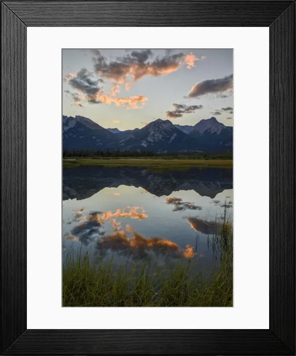 Framed Print : Orange clouds at sunset reflected in a lake, Jasper National Park, UNESCO World Heritage Site, Alberta, Rocky Mountains, Canada, North America Framed Print : Orange clouds at sunset reflected in a lake, Jasper National Park, UNESCO World Heritage Site, Alberta, Rocky Mountains, Canada, North America
