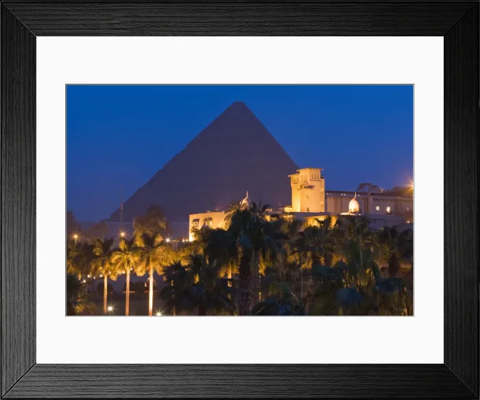 Framed Print : The Great Pyramid, UNESCO World Heritage Site, and the Mena House Hotel in Giza at night, near Cairo, Egypt, North Africa, Africa Framed Print : The Great Pyramid, UNESCO World Heritage Site, and the Mena House Hotel in Giza at night, near Cairo, Egypt, North Africa, Africa