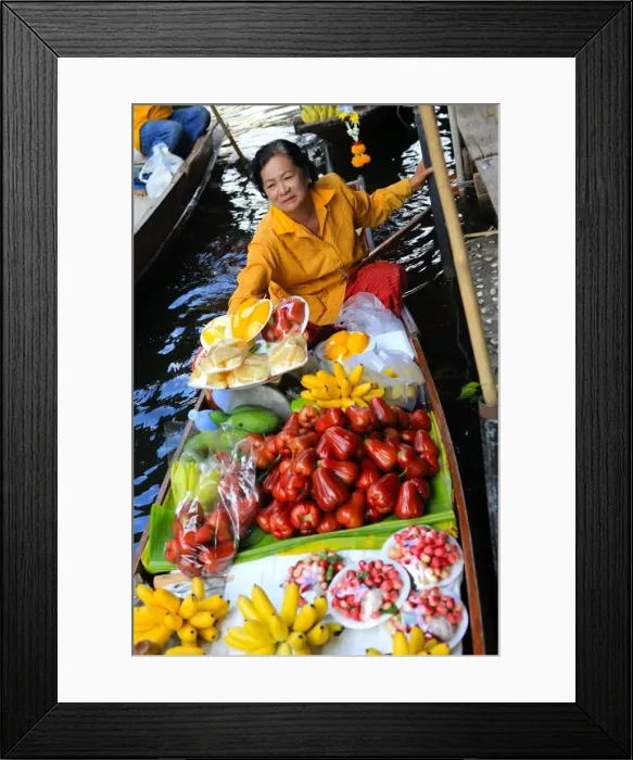 Framed Print : Thai woman selling fruit at floating market, Bangkok, Thailand, Southeast Asia, Asia Framed Print : Thai woman selling fruit at floating market, Bangkok, Thailand, Southeast Asia, Asia