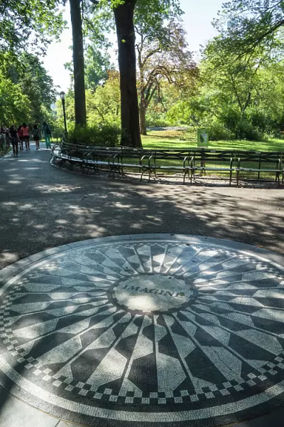 Strawberry Fields Memorial, Imagine Mosaic in memory of former Beatle John Lennon, Central Park, Manhattan, New York City, New York, United States of America, North America