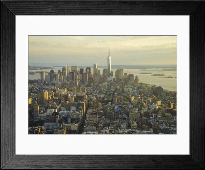 Framed Print : Skyline looking south towards Lower Manhattan at sunset, One World Trade Center in view, Manhattan, New York City, New York, United States of America, North America Framed Print : Skyline looking south towards Lower Manhattan at sunset, One World Trade Center in view, Manhattan, New York City, New York, United States of America, North America