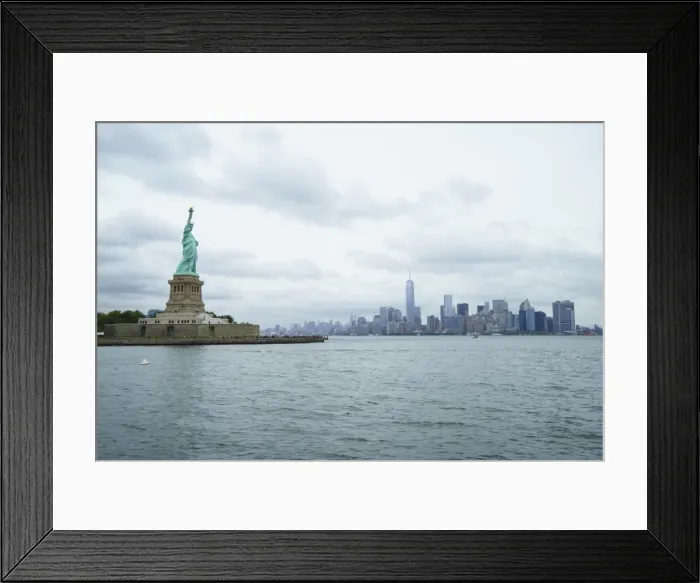Framed Print : Statue of Liberty with the Lower Manhattan skyline and One World Trade Center beyond, New York City, New York, United States of America, North America