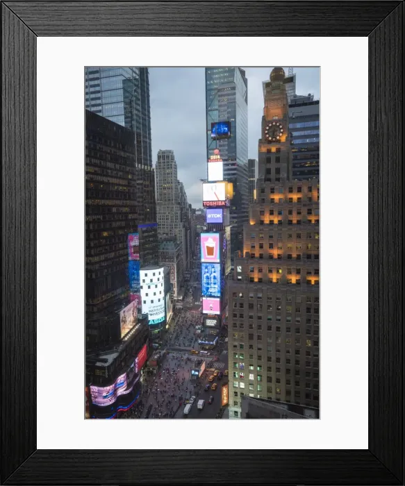 Framed Print : High angle view of Times Square at dusk, Theatre District, Midtown, Manhattan, New York City, New York, United States of America, North America Framed Print : High angle view of Times Square at dusk, Theatre District, Midtown, Manhattan, New York City, New York, United States of America, North America