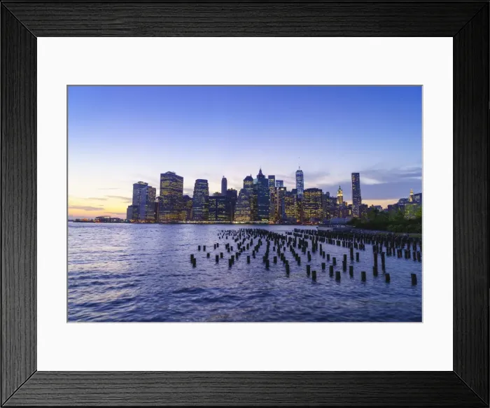 Framed Print : Lower Manhattan skyscrapers including One World Trade Center at sunset from across the East River, Financial District, Manhattan, New York City, United States of America, North America Framed Print : Lower Manhattan skyscrapers including One World Trade Center at sunset from across the East River, Financial District, Manhattan, New York City, United States of America, North America