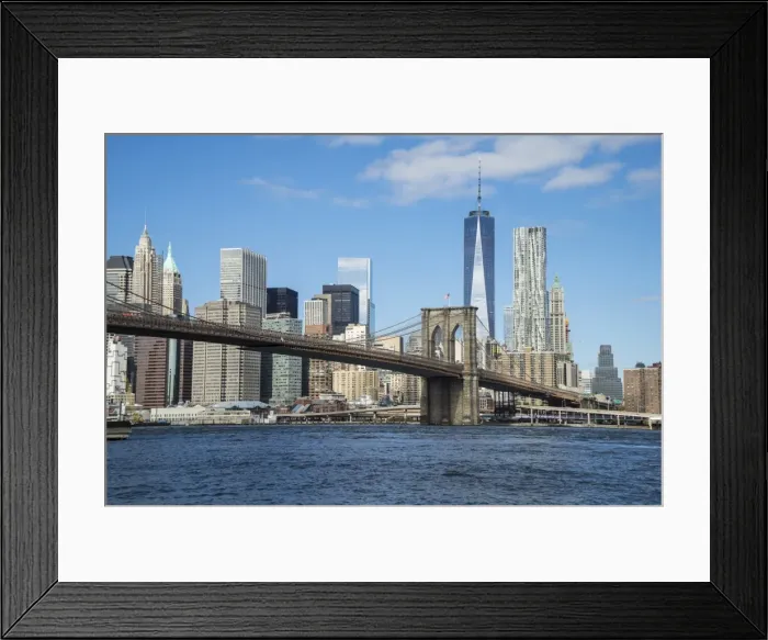 Framed Print : Brooklyn Bridge and Lower Manhattan skyscrapers including One World Trade Center, New York City, New York, United States of America, North America Framed Print : Brooklyn Bridge and Lower Manhattan skyscrapers including One World Trade Center, New York City, New York, United States of America, North America