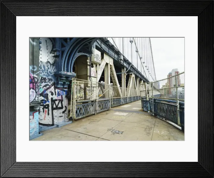 Framed Print : Pedestrian walkway and graffiti, Manhattan Bridge, New York City, New York, United States of America, North America Framed Print : Pedestrian walkway and graffiti, Manhattan Bridge, New York City, New York, United States of America, North America