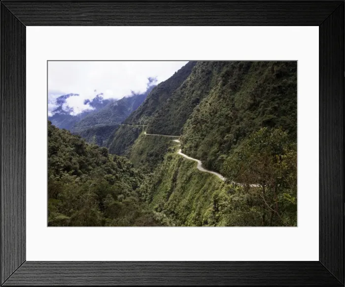 Framed Print : View of the El Camino della Muerte, Yungas Valley, Bolivia, South America Framed Print : View of the El Camino della Muerte, Yungas Valley, Bolivia, South America