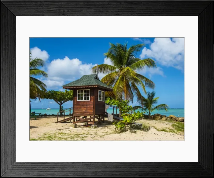 Framed Print : Baywatch tower on Pigeon Point, Tobago, Trinidad and Tobago, West Indies, Caribbean, Central America Framed Print : Baywatch tower on Pigeon Point, Tobago, Trinidad and Tobago, West Indies, Caribbean, Central America