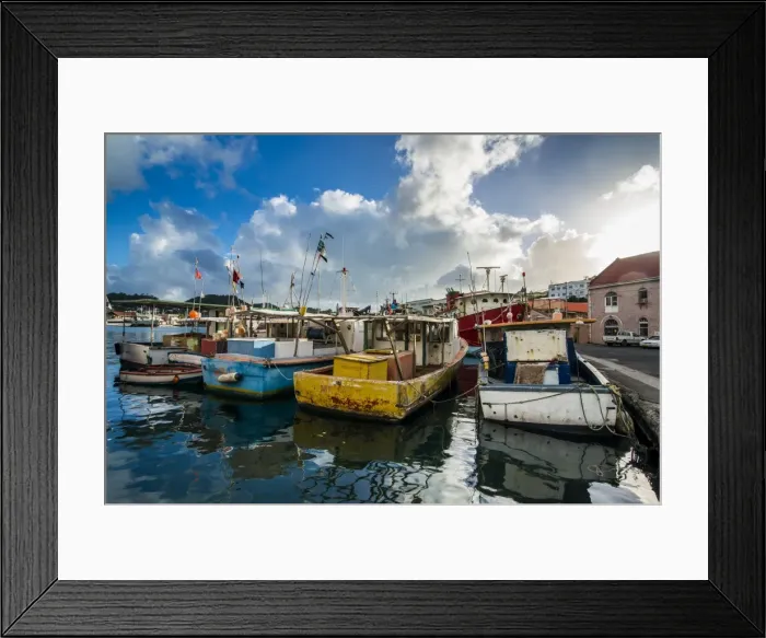 Framed Print : Fishing boats in the harbour of St. Georges, capital of Grenada, Windward Islands, West Indies, Caribbean, Central America Framed Print : Fishing boats in the harbour of St. Georges, capital of Grenada, Windward Islands, West Indies, Caribbean, Central America