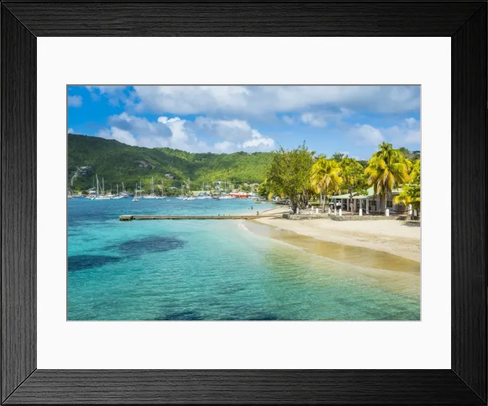Framed Print : Town beach of Port Elizabeth, Admiralty Bay, Bequia, The Grenadines, St. Vincent and the Grenadines, Windward Islands, West Indies, Caribbean, Central America