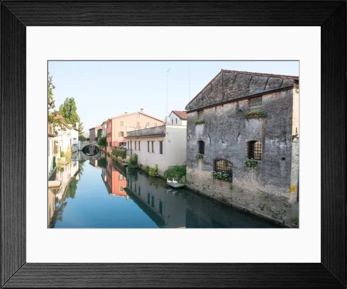 Framed Print : Lemene River runs through the town of Portogruaro, Veneto, Italy, Europe