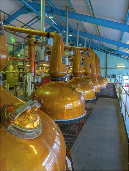 Copper pot stills, Laphroaig Whisky Distillery, Islay, Argyll and Bute, Scotland, United Kingdom, Europe