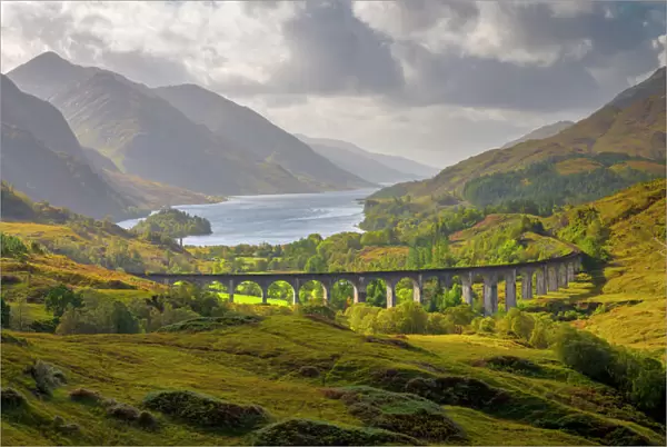 Glenfinnan Railway Viaduct, part of the West Highland Line, Glenfinnan, Loch Shiel, Highlands, Scotland, United Kingdom, Europe