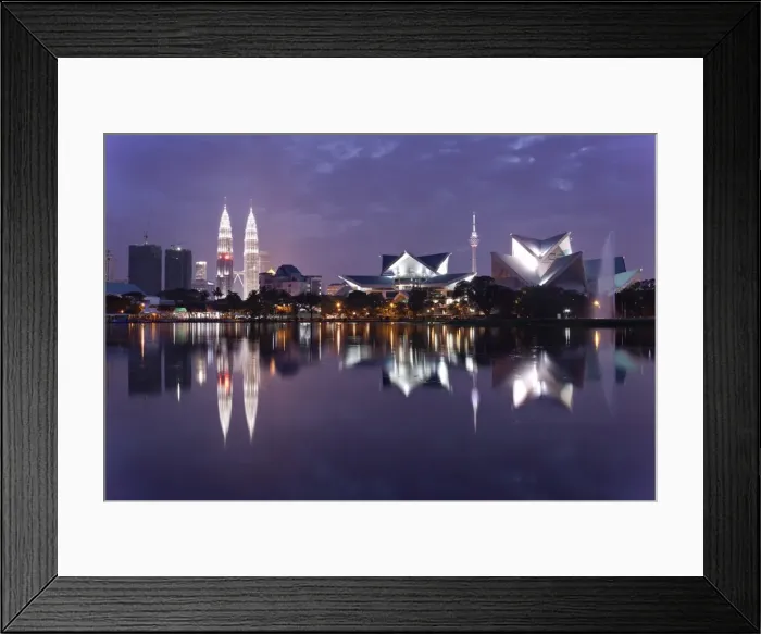 Framed Print : The remarkable Kuala Lumpur skyline, reflected in a lake at Titiwangsa in Kuala Lumpur, Malaysia, Southeast Asia, Asia Framed Print : The remarkable Kuala Lumpur skyline, reflected in a lake at Titiwangsa in Kuala Lumpur, Malaysia, Southeast Asia, Asia