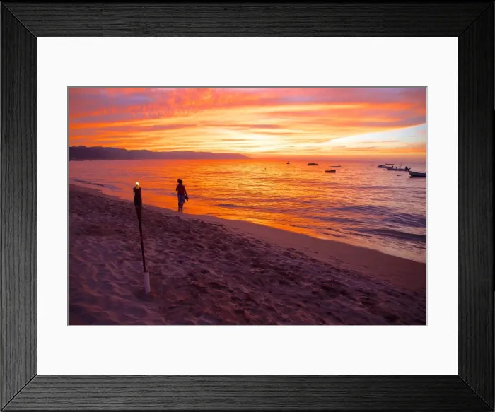Framed Print : Torch and couple on the beach in Downtown at sunset, Puerto Vallarta, Jalisco, Mexico, North America Framed Print : Torch and couple on the beach in Downtown at sunset, Puerto Vallarta, Jalisco, Mexico, North America