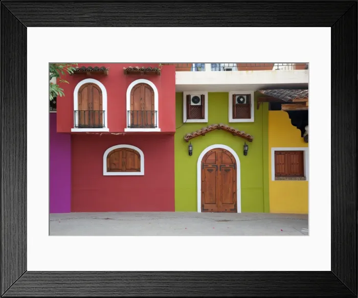 Framed Print : Colourful houses, Downtown, Puerto Vallarta, Jalisco, Mexico, North America Framed Print : Colourful houses, Downtown, Puerto Vallarta, Jalisco, Mexico, North America