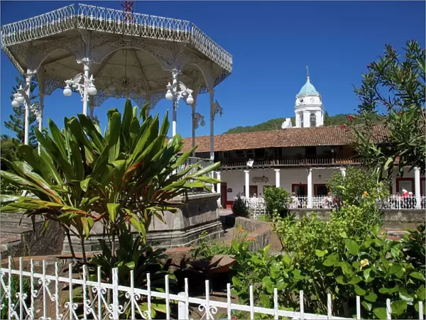 Bandstand and Church Belltower, San Sebastian del Oeste (San Sebastian), Jalisco, Mexico, North America