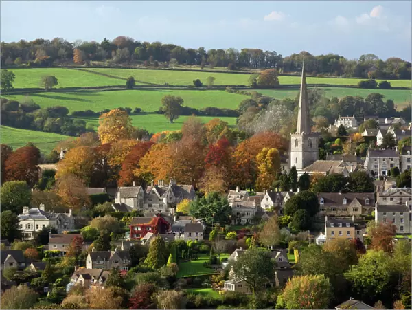 St. Marys Parish Church and Village in autumn, Painswick, Cotswolds, Gloucestershire, England, United Kingdom, Europe