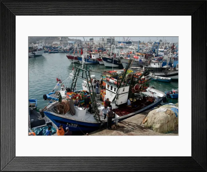 Framed Print : Fishing boat preparing to set sail from Tangier fishing harbour, Tangier, Morocco, North Africa, Africa Framed Print : Fishing boat preparing to set sail from Tangier fishing harbour, Tangier, Morocco, North Africa, Africa