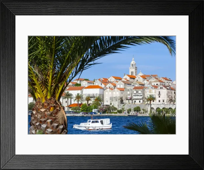 Framed Print : Picturesque Old Town Korcula and harbour, Korcula, Dalmatia, Croatia, Europe Framed Print : Picturesque Old Town Korcula and harbour, Korcula, Dalmatia, Croatia, Europe
