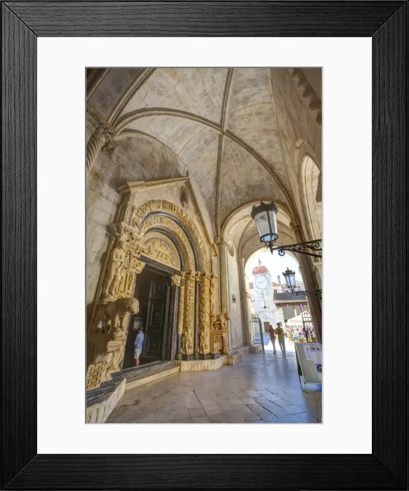 Framed Print : Ornately carved Portal entrance of the Cathedral of St. Lawrence, Stari Grad (Old town), Trogir, Dalmatia, Croatia, Europe Framed Print : Ornately carved Portal entrance of the Cathedral of St. Lawrence, Stari Grad (Old town), Trogir, Dalmatia, Croatia, Europe