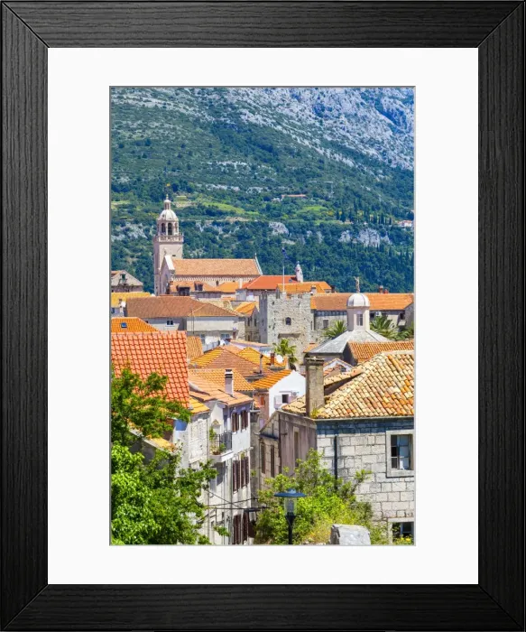Framed Print : Elevated view over picturesque Korcula Town, Korcula, Dalmatia, Croatia, Europe Framed Print : Elevated view over picturesque Korcula Town, Korcula, Dalmatia, Croatia, Europe