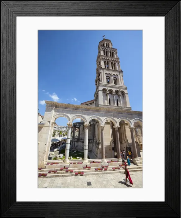 Framed Print : St. Domnius Cathedral Bell Tower and Peristyle, Stari Grad (Old Town), Split, Dalmatia, Croatia, Europe