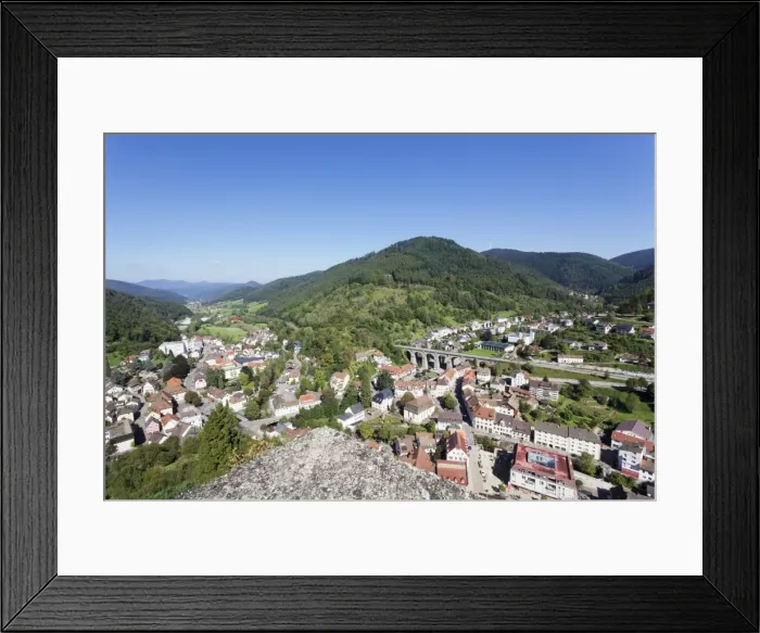 Framed Print : View from the castle to Hornberg and Gutachtal Valley, Black Forest, Baden Wurttemberg, Germany, Europe Framed Print : View from the castle to Hornberg and Gutachtal Valley, Black Forest, Baden Wurttemberg, Germany, Europe