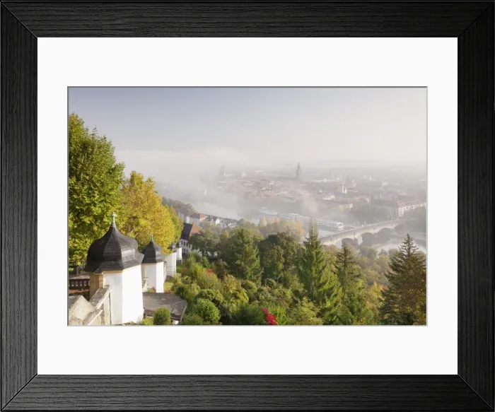 Framed Print : View from Kappele Pilgrimage Church over the Main River to the old town of Wurzburg in autumn, Franconia, Bavaria, Germany, Europe Framed Print : View from Kappele Pilgrimage Church over the Main River to the old town of Wurzburg in autumn, Franconia, Bavaria, Germany, Europe