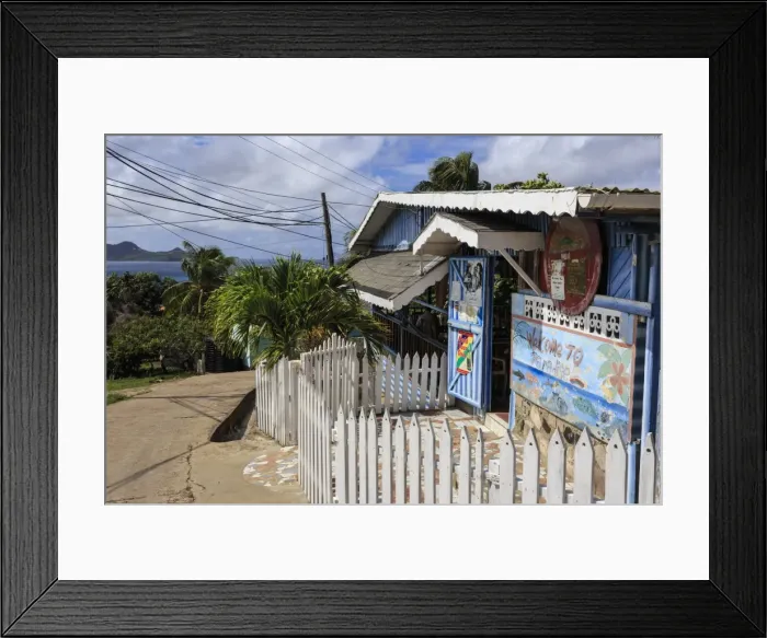 Framed Print : Quiet Caribbean, bar with picket fence, unnamed village, Mayreau, Grenadines of St. Vincent, Windward Islands, West Indies, Caribbean, Central America Framed Print : Quiet Caribbean, bar with picket fence, unnamed village, Mayreau, Grenadines of St. Vincent, Windward Islands, West Indies, Caribbean, Central America