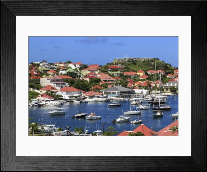 Framed Print : Elevated view of Fort Oscar and harbour, Gustavia, St. Barthelemy (St. Barts) (St. Barth), West Indies, Caribbean, Central America Framed Print : Elevated view of Fort Oscar and harbour, Gustavia, St. Barthelemy (St. Barts) (St. Barth), West Indies, Caribbean, Central America