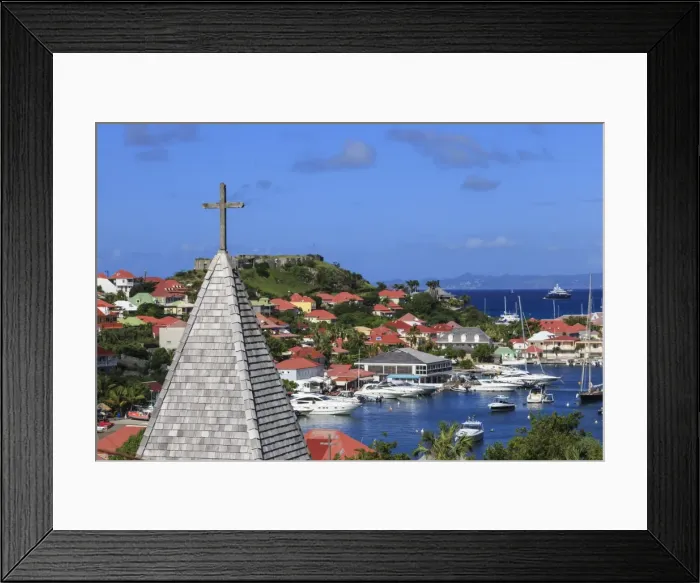 Framed Print : Elevated view, Catholic church, Fort Oscar and harbour, Gustavia, St. Barthelemy (St. Barts) (St. Barth), West Indies, Caribbean, Central America Framed Print : Elevated view, Catholic church, Fort Oscar and harbour, Gustavia, St. Barthelemy (St. Barts) (St. Barth), West Indies, Caribbean, Central America