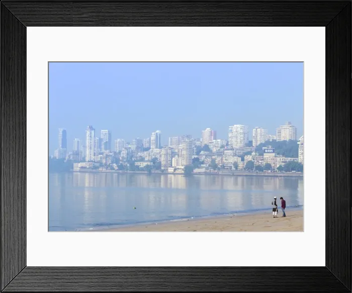 Framed Print : A Muslim and a Hindu man talking on Chowpatty beach with the skyscrapers of wealthy Malabar Hill behind, Mumbai, Maharashtra, India, Asia Framed Print : A Muslim and a Hindu man talking on Chowpatty beach with the skyscrapers of wealthy Malabar Hill behind, Mumbai, Maharashtra, India, Asia