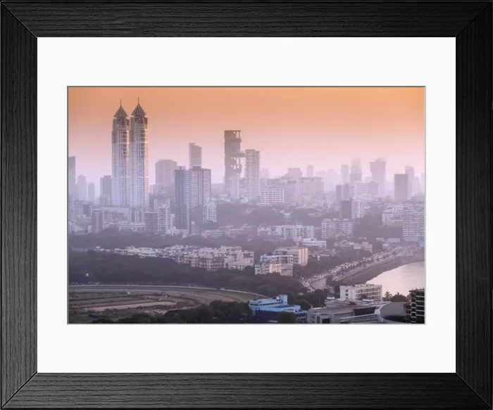 Framed Print : Skyline with Imperial twin-tower residential skyscrapers, Ambhani building and Haji Ali Bay, Mumbai, Maharashtra, India, Asia Framed Print : Skyline with Imperial twin-tower residential skyscrapers, Ambhani building and Haji Ali Bay, Mumbai, Maharashtra, India, Asia