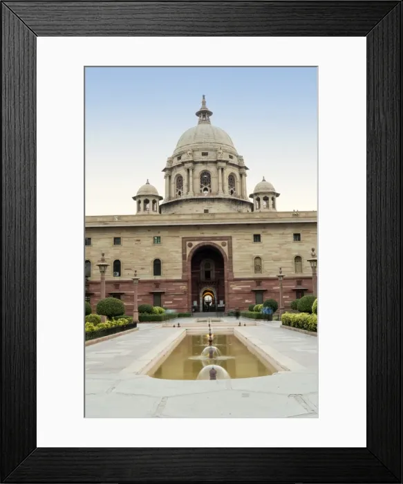 Framed Print : The Secretariat, parliament buildings by Herbert Baker on Raisina Hill at the end of the Rajpath, New Delhi, India, Asia Framed Print : The Secretariat, parliament buildings by Herbert Baker on Raisina Hill at the end of the Rajpath, New Delhi, India, Asia