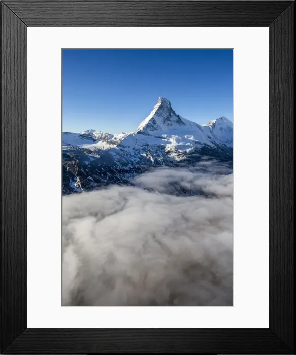 Framed Print : Fog revealing the mountain range surrounding the massif of the Matterhorn, Swiss Canton of Vaais, Swiss Alps, Switzerland, Europe Framed Print : Fog revealing the mountain range surrounding the massif of the Matterhorn, Swiss Canton of Vaais, Swiss Alps, Switzerland, Europe