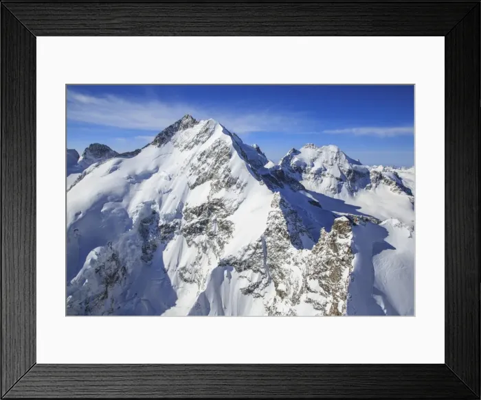Framed Print : Flying over Piz Bernina and Piz Roseg in winter, Engadine, Switzerland, Europe Framed Print : Flying over Piz Bernina and Piz Roseg in winter, Engadine, Switzerland, Europe
