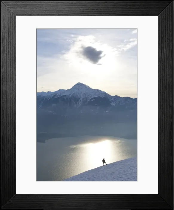 Framed Print : Silhoutte of a hiker facing Mount Legnone and Lake Como at sunset, Lombardy, Italy, Europe Framed Print : Silhoutte of a hiker facing Mount Legnone and Lake Como at sunset, Lombardy, Italy, Europe