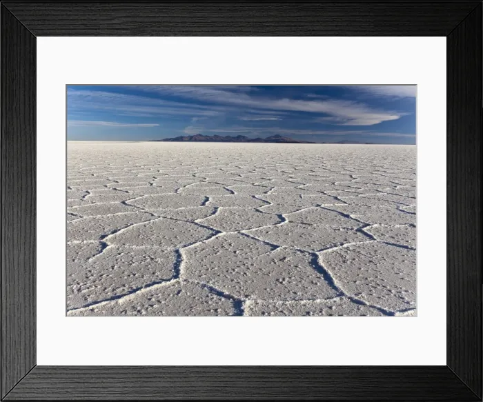 Framed Print : White, translucent salt crystals in the largest salt desert in the world, Salar de Uyuni, Bolivia, South America Framed Print : White, translucent salt crystals in the largest salt desert in the world, Salar de Uyuni, Bolivia, South America