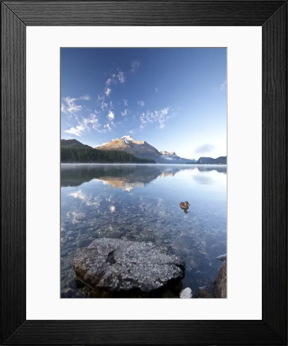 Framed Print : Piz da la Margna reflecting in Lake Sils by Saint Moritz in Engadine, Graubunden, Switzerland, Europe Framed Print : Piz da la Margna reflecting in Lake Sils by Saint Moritz in Engadine, Graubunden, Switzerland, Europe