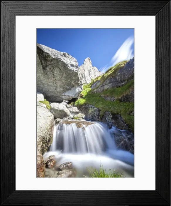 Framed Print : The granite peak of a mountain in Valmasino, famous among climbers, contrasting with the flowing waters of a stream, Lombardy, Italy, Europe Framed Print : The granite peak of a mountain in Valmasino, famous among climbers, contrasting with the flowing waters of a stream, Lombardy, Italy, Europe