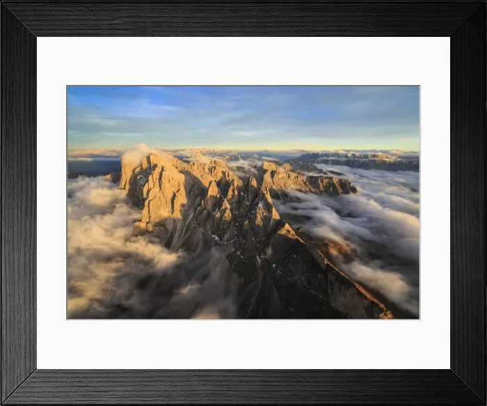 Framed Print : The pinnacles of the Odle Group (Geisler) emerging from the fog, Dolomites, South Tyrol, Italy, Europe Framed Print : The pinnacles of the Odle Group (Geisler) emerging from the fog, Dolomites, South Tyrol, Italy, Europe