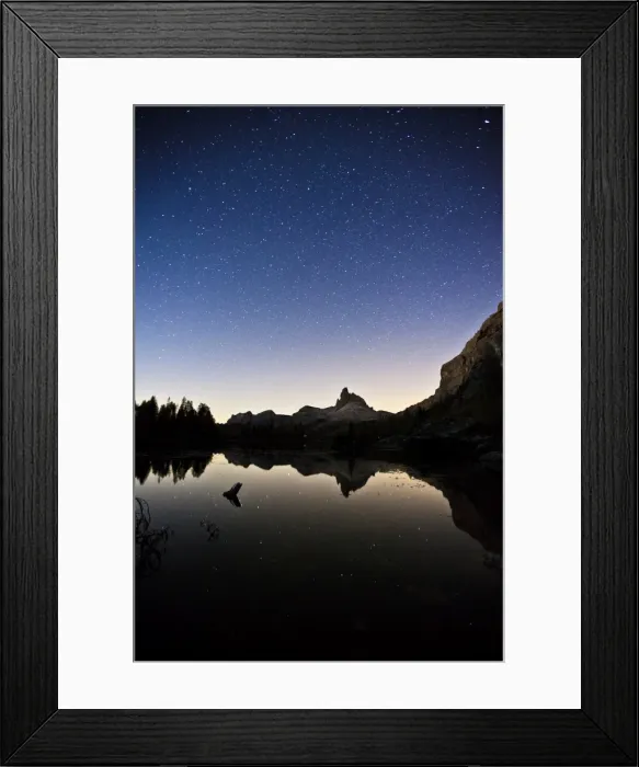 Framed Print : The Milky Way reflecting in Lake Federa, with the Becco di Mezzodi, in the background. Dolomites, South Tyrol, Italy, Europe Framed Print : The Milky Way reflecting in Lake Federa, with the Becco di Mezzodi, in the background. Dolomites, South Tyrol, Italy, Europe