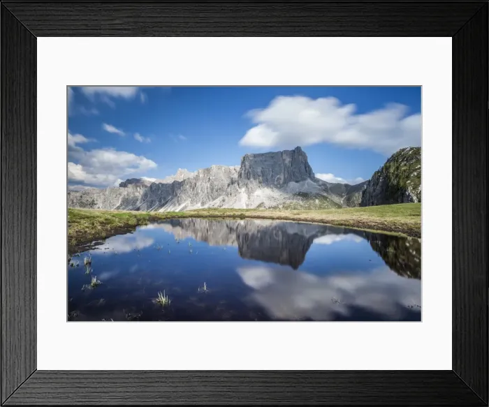 Framed Print : The Lastoni de Formin reflecting in the Lake at Passo Giau, Dolomiti Ampezzane, Cadore, Veneto, Italy, Europe Framed Print : The Lastoni de Formin reflecting in the Lake at Passo Giau, Dolomiti Ampezzane, Cadore, Veneto, Italy, Europe