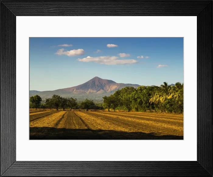 Framed Print : Fields north of Leon and Volcan Telica, one of the countrys most active volcanoes, in the North West volcanic chain, Leon, Nicaragua, Central America Framed Print : Fields north of Leon and Volcan Telica, one of the countrys most active volcanoes, in the North West volcanic chain, Leon, Nicaragua, Central America