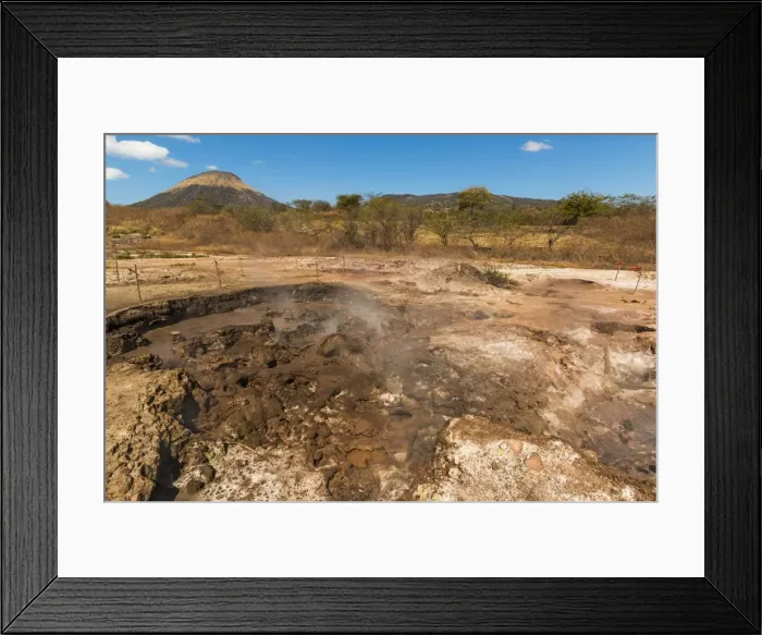 Framed Print : Mud pots, fumaroles and dormant Volcan Santa Clara at the San Jacinto volcanic thermal area north of Leon, Leon, Nicaragua, Central America Framed Print : Mud pots, fumaroles and dormant Volcan Santa Clara at the San Jacinto volcanic thermal area north of Leon, Leon, Nicaragua, Central America