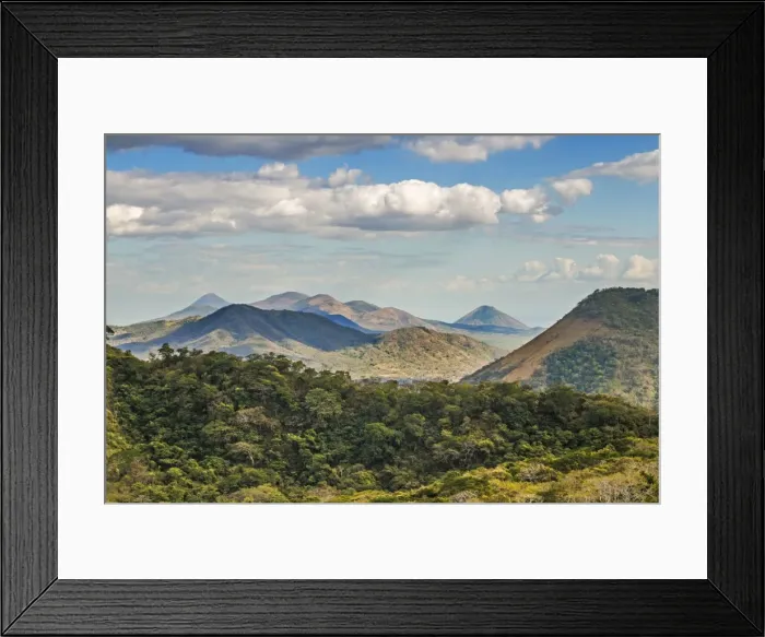 Framed Print : The North West volcanic chain, distant on left Momotombo, centre Rota and Las Pilas complex, on right Momotombito and Santa Clara, Leon, Nicaragua, Central America Framed Print : The North West volcanic chain, distant on left Momotombo, centre Rota and Las Pilas complex, on right Momotombito and Santa Clara, Leon, Nicaragua, Central America