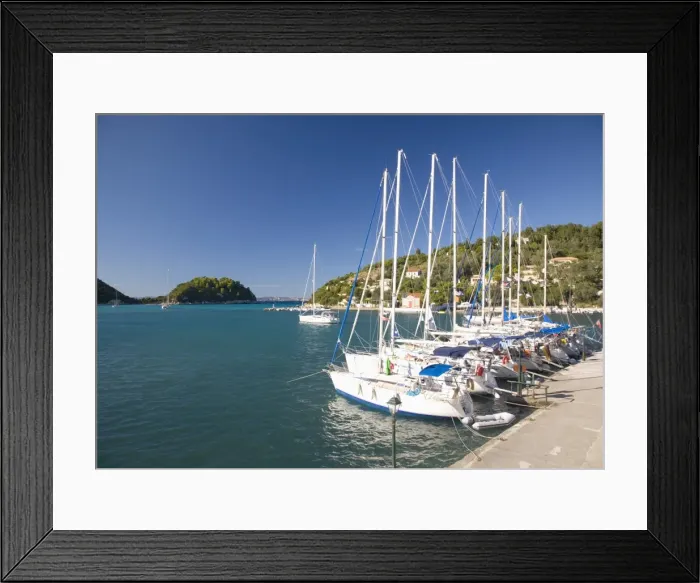 Framed Print : View across Lakka Bay, yachts lined up along the quay, Lakka, Paxos, Paxi, Corfu, Ionian Islands, Greek Islands, Greece, Europe Framed Print : View across Lakka Bay, yachts lined up along the quay, Lakka, Paxos, Paxi, Corfu, Ionian Islands, Greek Islands, Greece, Europe