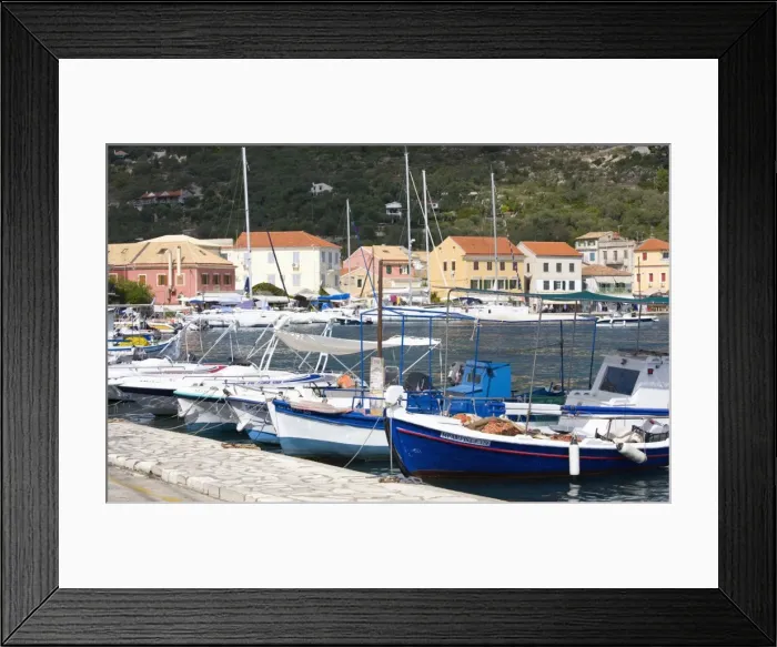 Framed Print : View across the harbour to colourful waterfront buildings, Gaios, Paxos, Paxi, Corfu, Ionian Islands, Greek Islands, Greece, Europe Framed Print : View across the harbour to colourful waterfront buildings, Gaios, Paxos, Paxi, Corfu, Ionian Islands, Greek Islands, Greece, Europe