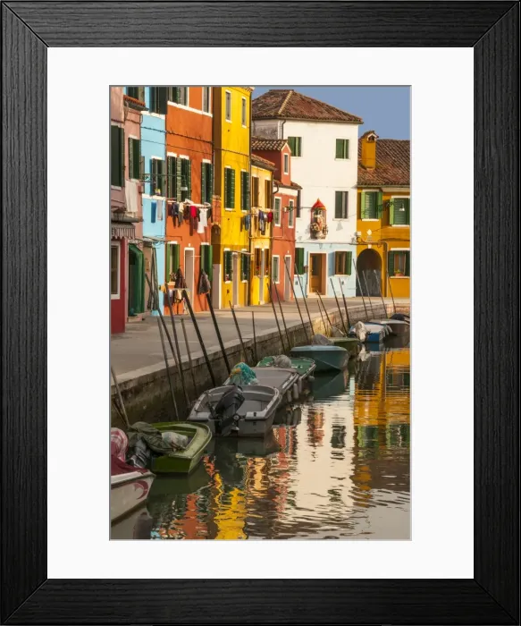 Framed Print : Colored house facades along a canal, Burano island, Venice, UNESCO World Heritage Site, Veneto, Italy, Europe Framed Print : Colored house facades along a canal, Burano island, Venice, UNESCO World Heritage Site, Veneto, Italy, Europe